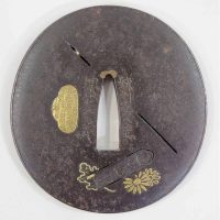 Tsuba met Tanabata-motief - Umetada Shigeyoshi - met NBTHK Hozon-papier