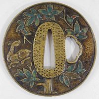 Tsuba Nagasaki Shippo natuurlijk motief met NBTHK Hozon papier
