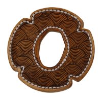 Bokken - tsuba i läder sydd med vågmotiv